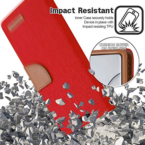 Image of ClickCase Canvas Series for Samsung Galaxy S24 FE 5G Cloth & Pu Leather Wallet Flip Case Kick Stand Magnetic Closure Flip Cover for Samsung Galaxy S24 FE 5G (Red)