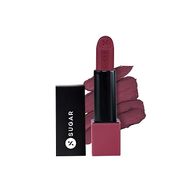 SUGAR Cosmetics Glide Peptide Serum Lipstick with Hyaluronic Acid & Vitamin E | Velvet Matte Lipstick for Indian Skin | 1-Swipe Full Coverage | 4.2gm - 06 Moscow Mulberry