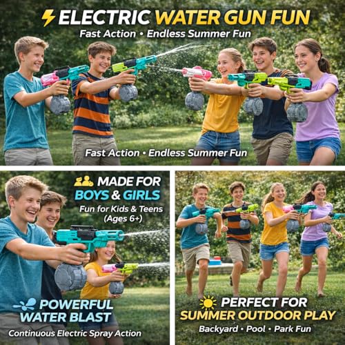 Image of The Little Ones Water Gun - High Powered Automatic Electric Water Gun for Boys & Girls Watergun Toys, Automatic Blaster Squirt Holi Guns with 300CC Excellent Range 35 FEET [HydroX]
