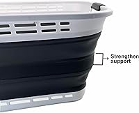 Vista 7 de SAMMART Cesta plegable de plástico para la ropa sucia de 42L (11 galones), contenedor de almacenamiento plegable y organizador, tina de lavado