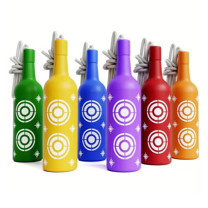 Dianas Borner 6 Botellas PVC | Dianas de plástico en Forma de Botella (aguanta Impactos) para Pistolas y carabinas