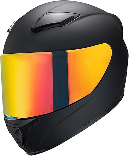 Miniatura 4 de Casco integral negro para motocicleta, moto de calle, carreras para adultos, WS-607 aprobado por DOT (con rojo cromado, XL)