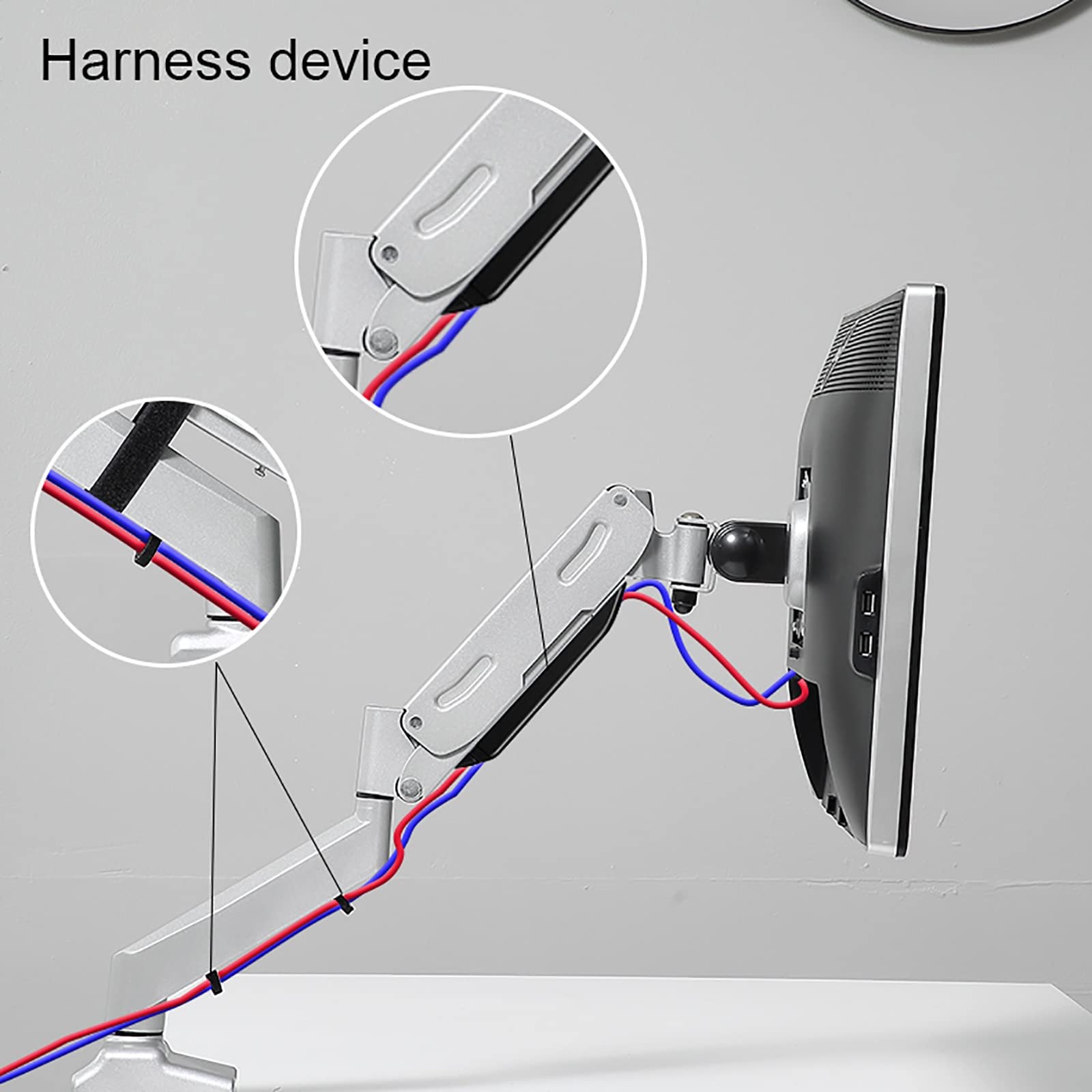 Uchwyt Do Monitora, Ramię Do Monitora Z Regulacją Wysokości I Sprężyną Gazową, Uchwyt Do Monitora Lcd O Przekątnej 17–34 Cali, 75 X 75 Mm / 100 X 100 Mm