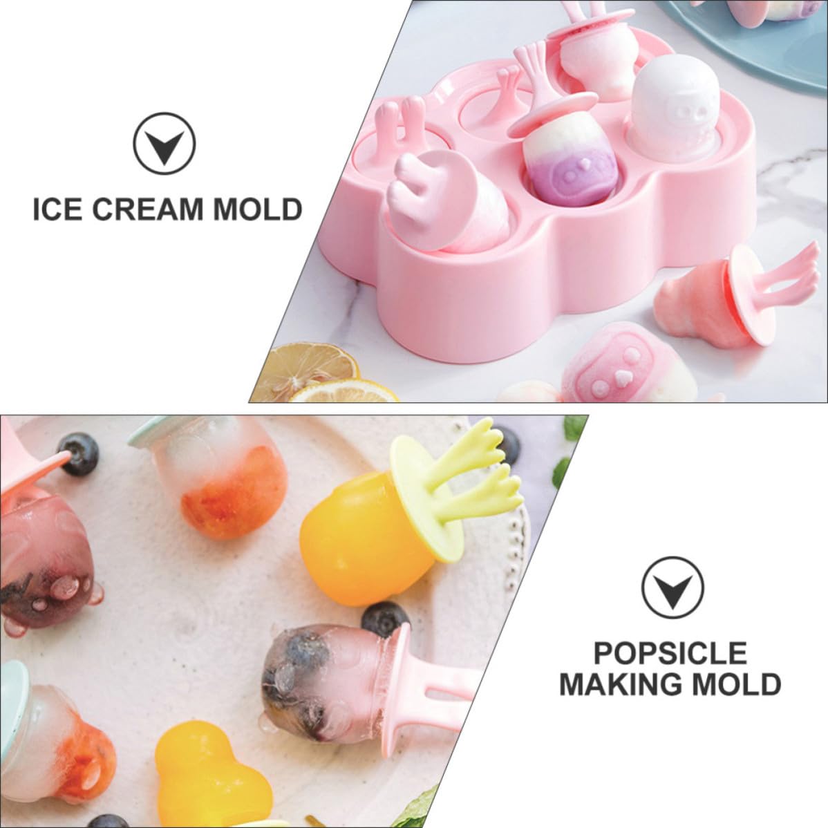 GALPADA Lot de 4 Sets de Sets de Moules à Glace en Silicone Réutilisables Légers D'animaux pour Diy, pour Crème Glacée Maison et Desserts D'