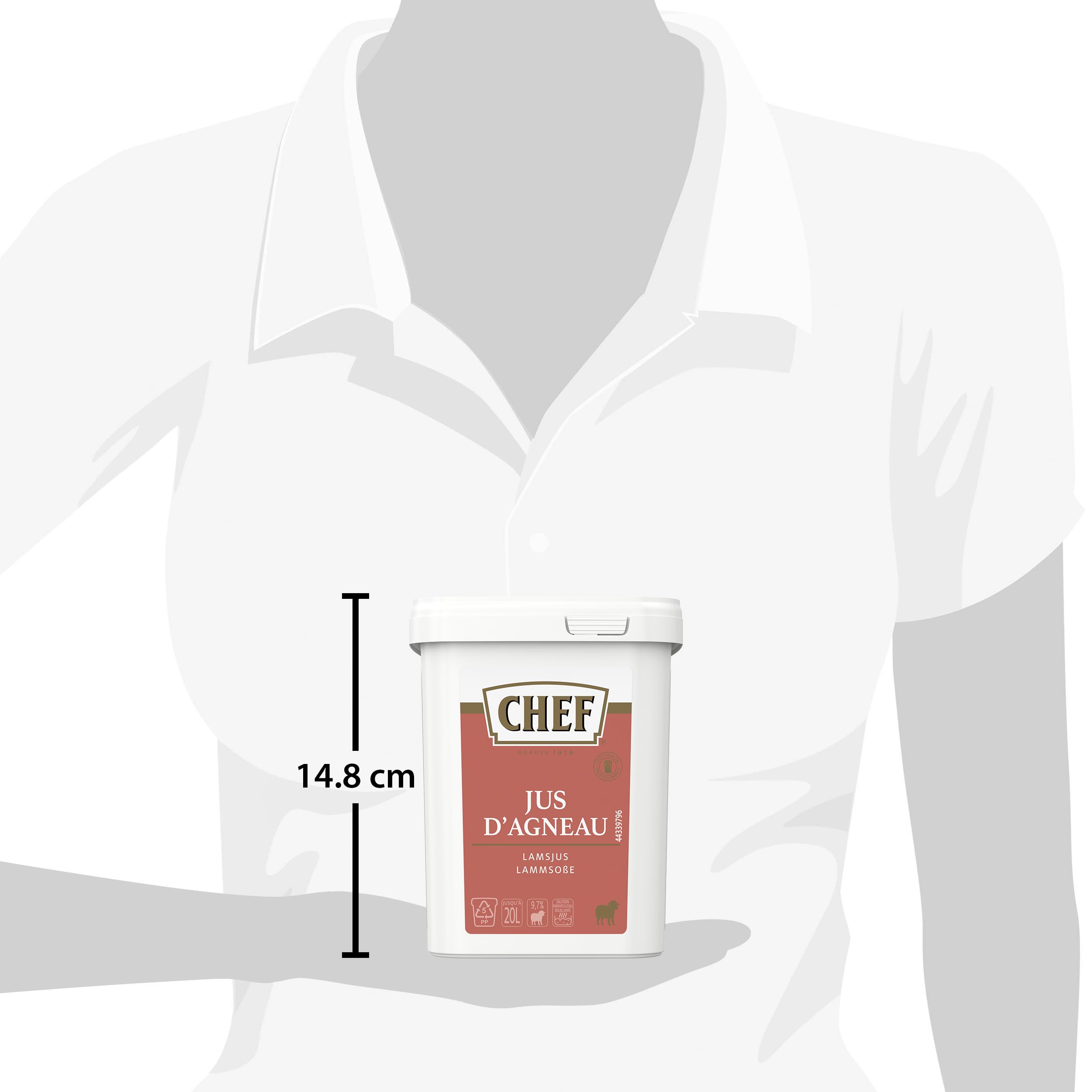 CHEF Jus d'Agneau Déshydraté - A Base de 9% de Viande d'Agneau - Gain de Temps en Cuisine - Aide Culinaire, Sauce, Fonds, Fumet - Boîte De 600g pour 10L à 20L