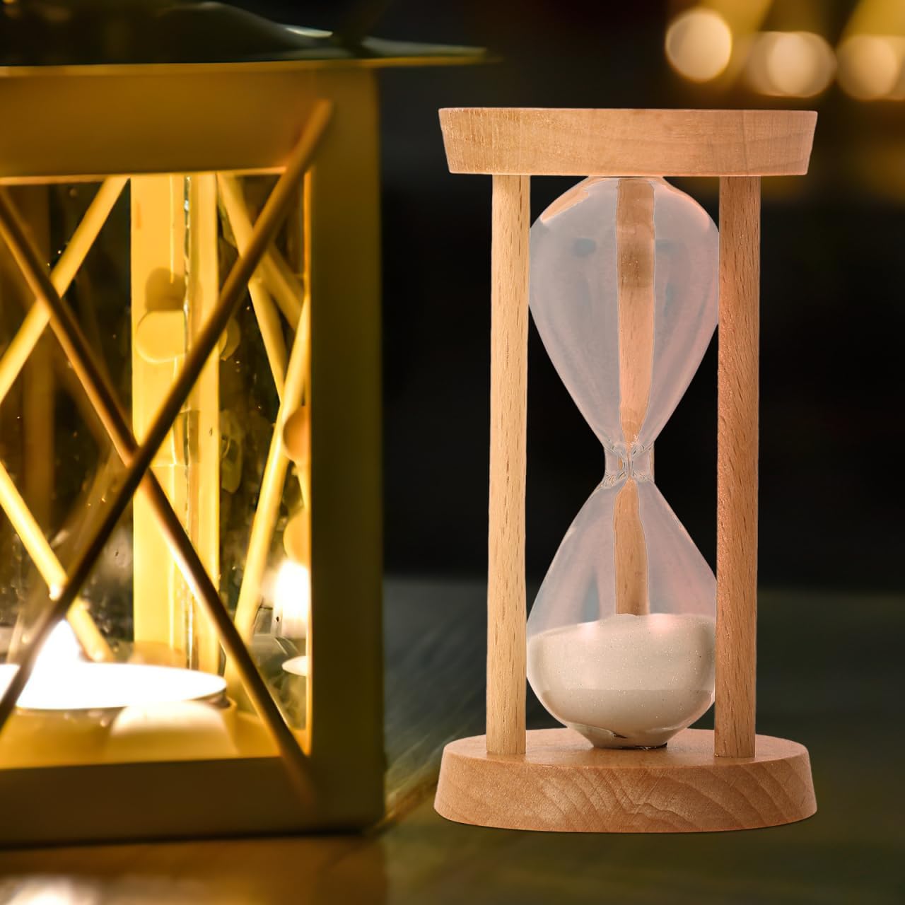 Hemoton 5 Minute Hourglass Timer Small Wooden Sand Timer Decorative Kitchen for Cooking Study Games Desktop Ornament
