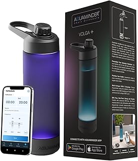 Aquaminder Smart Water Bottle with Personalised Hydration Reminder for Adult & kids with Easy Grip, Glows & Beep Feature Frosted Water Bottle 770 m, Perfect for Gift, Gym, Daily Use (Volga with App)