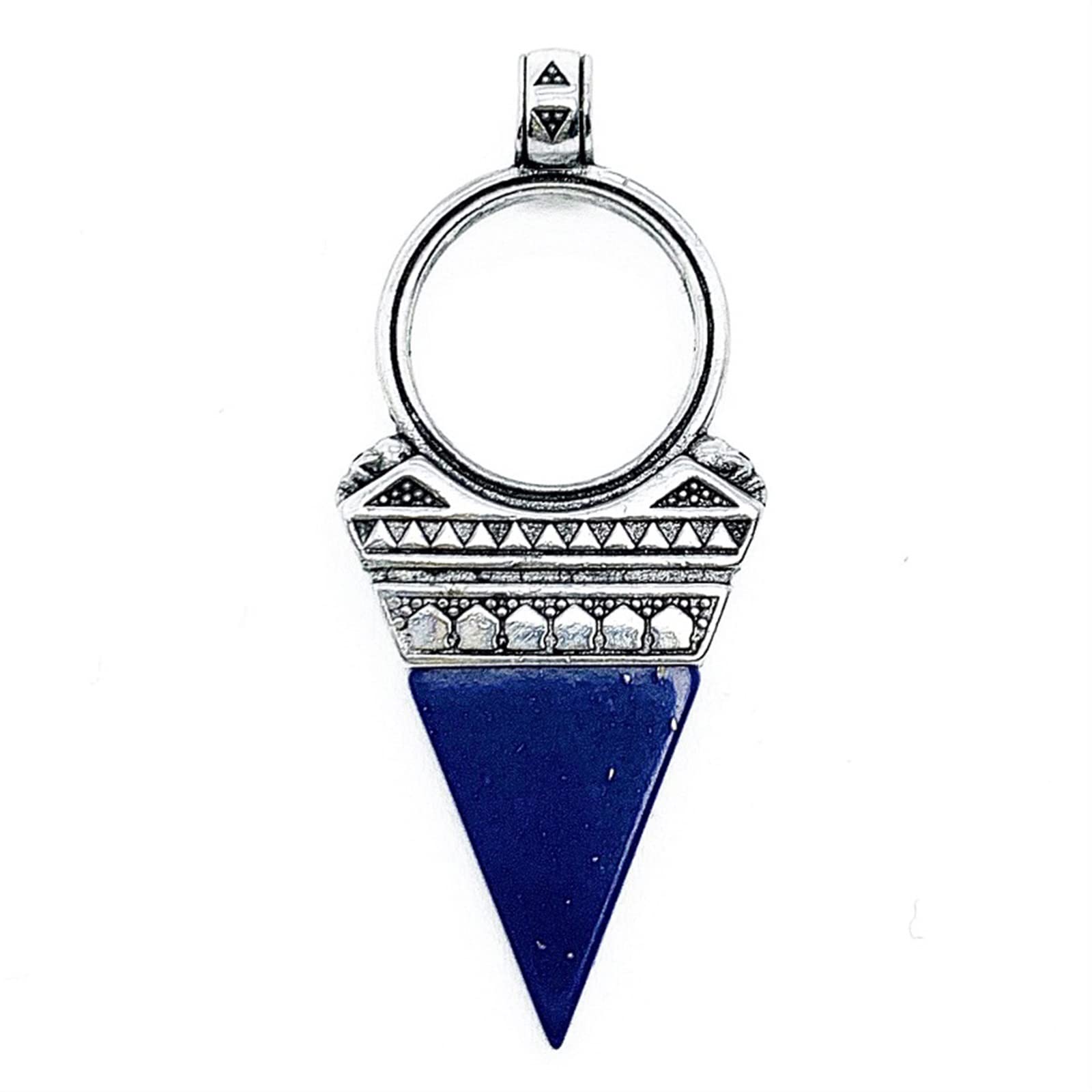 Pendentif triangle bleu en argent 925 bijou mystique d'Europe