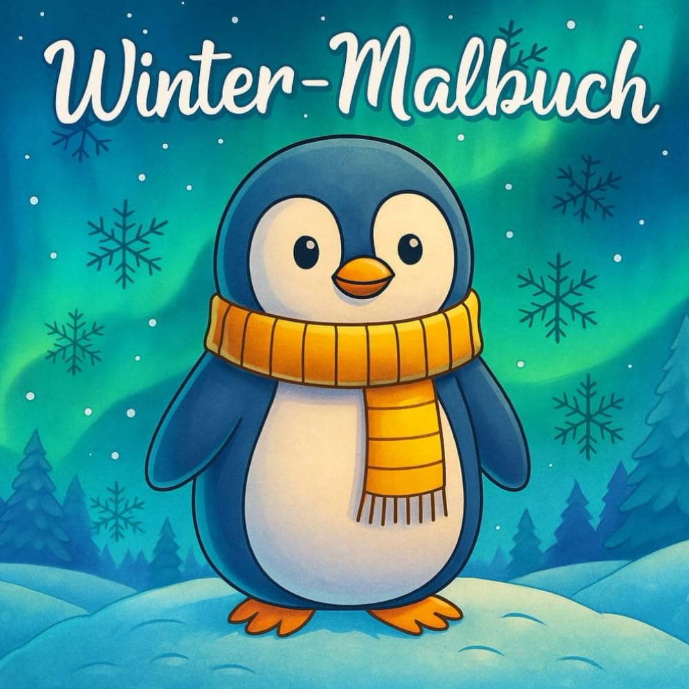 Winter-Malbuch für Kinder - Lustige Wintertiere, Kinder und Schneelandschaften zum Ausmalen: Ein zauberhaftes Malbuch mit niedlichen Pinguinen, ... kalte Tage und kreative Kinder ab 3 Jahren