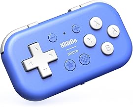 AKNES 8Bitdo Micro Bluetooth Controller, Pocket-sized Mini Gamepad for Switch/Lite/OLED, Android, and Raspberry Pi, Supports Keyboard Mode for macOS/iPadOS/iOS/Wins - Blue