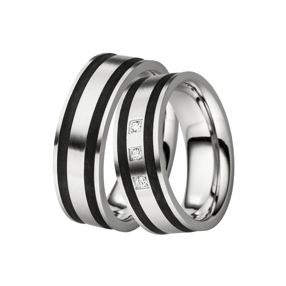 DOOSTI Partnerringe/Trauringe Black Way Chirurgischer Edelstahl - inkl. Gratis Gravur