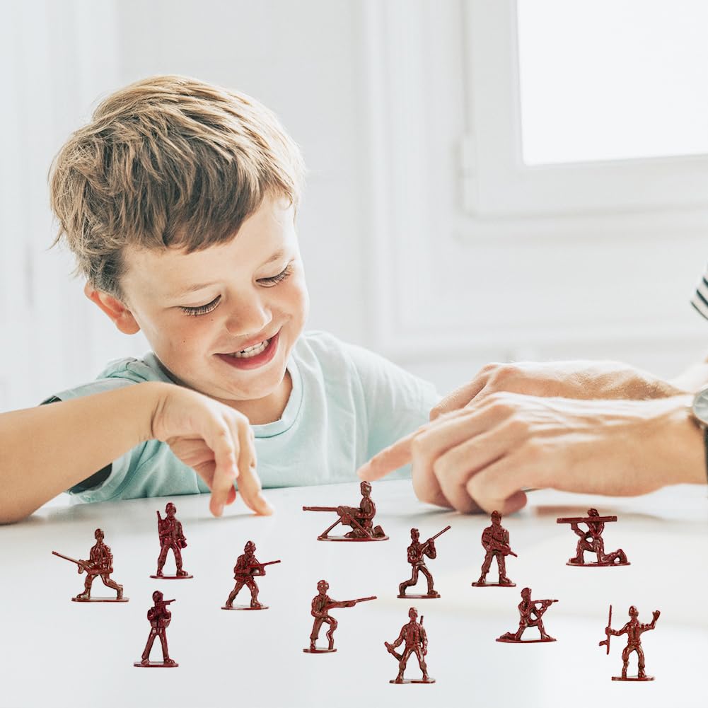 Larfraecy Mini Soldier Action Figures 100 Pcs Military Plastic Toy Set Military Combat Force War Games Plastic Mini Army Man Toy Set for Kids Toy small Soldiers for Boys Ages 3+ (Red) - Image 3