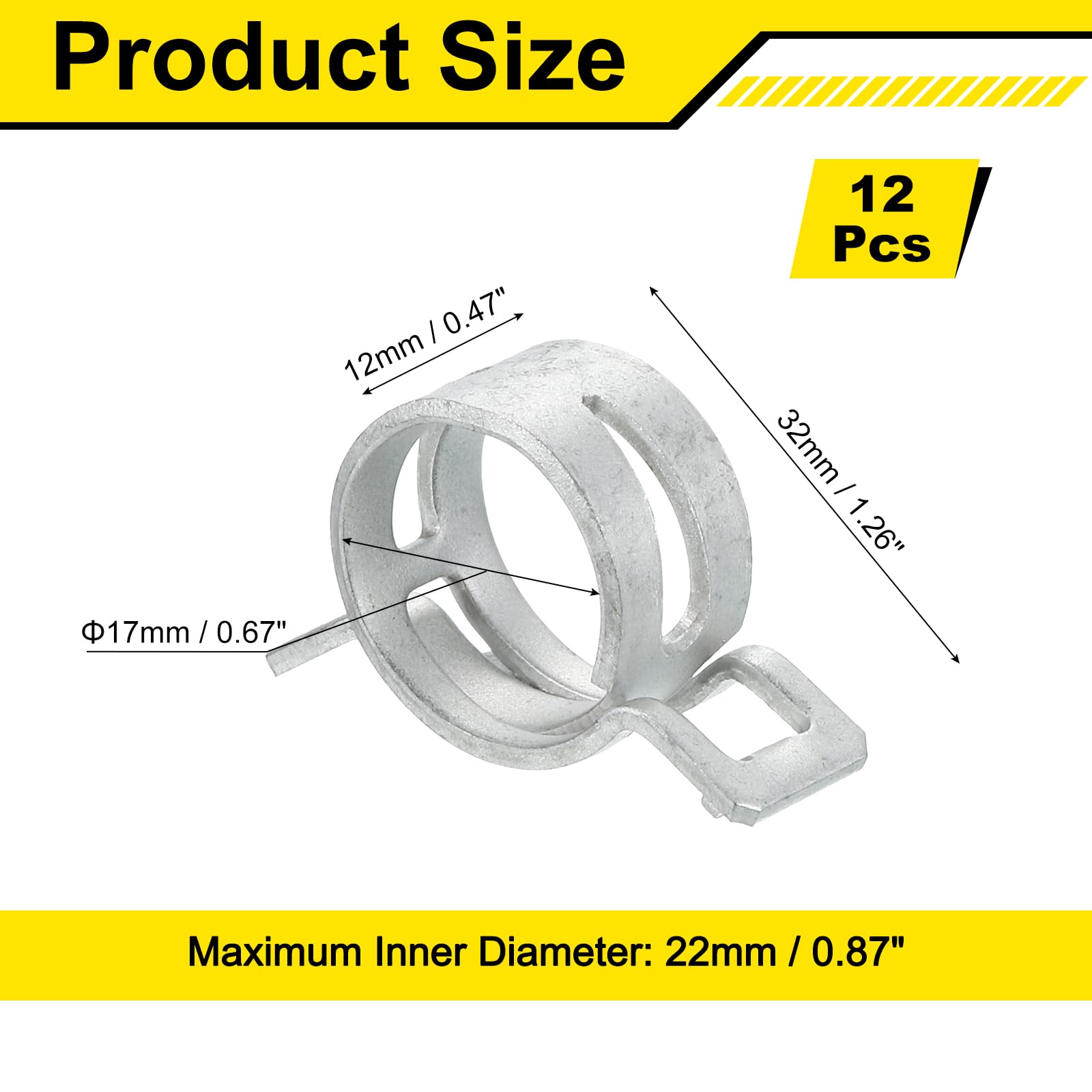 Sourcingmap 12Pcs Spring Band Type Action Fuel/Silicone Vacuum Hose Pipe Clamp - Image 2