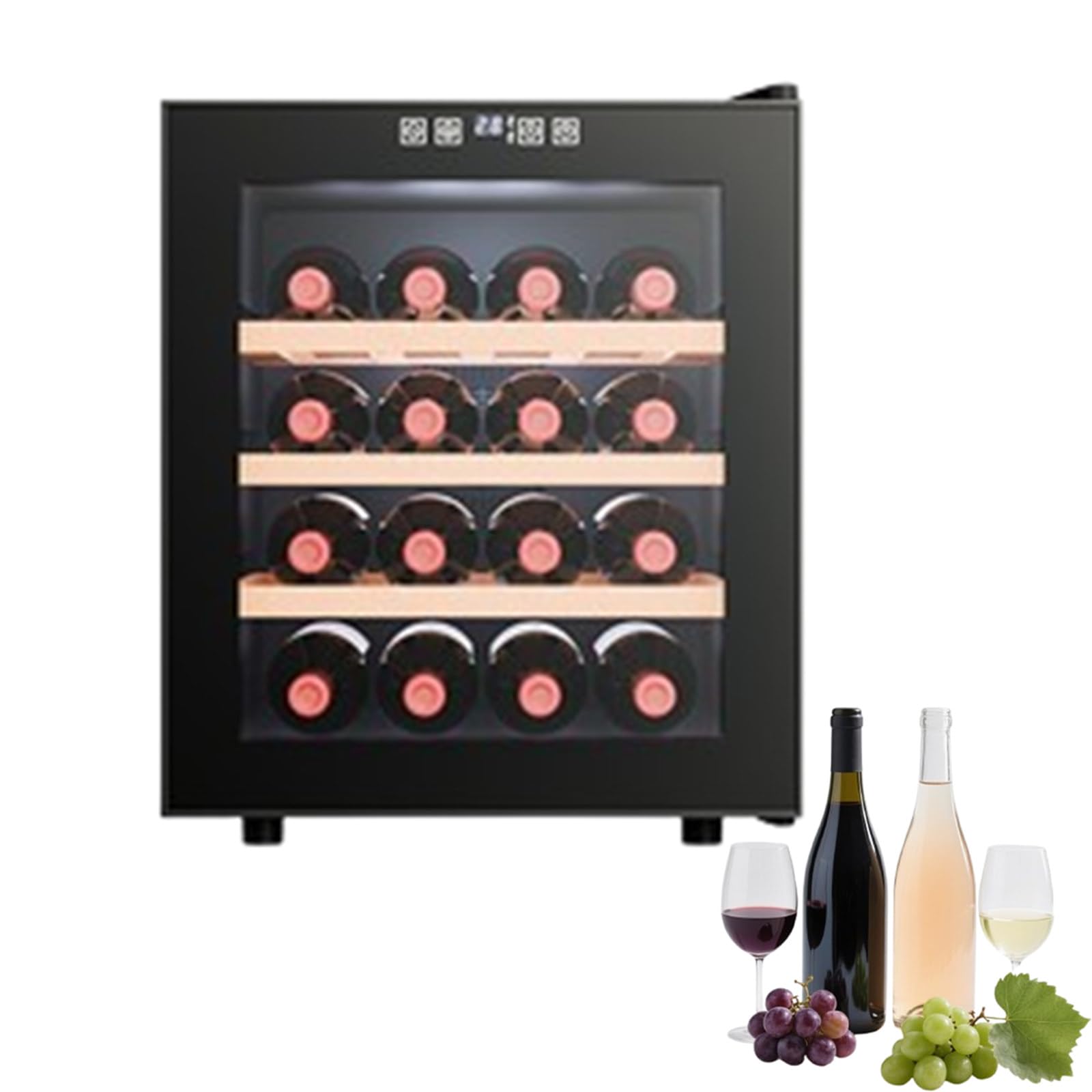 Kindevieft Wine Refrigerator - Wine Refrigerator, Full Glass Design Door with Touch Panel, Low Noise 16Bottle on Fridge.com