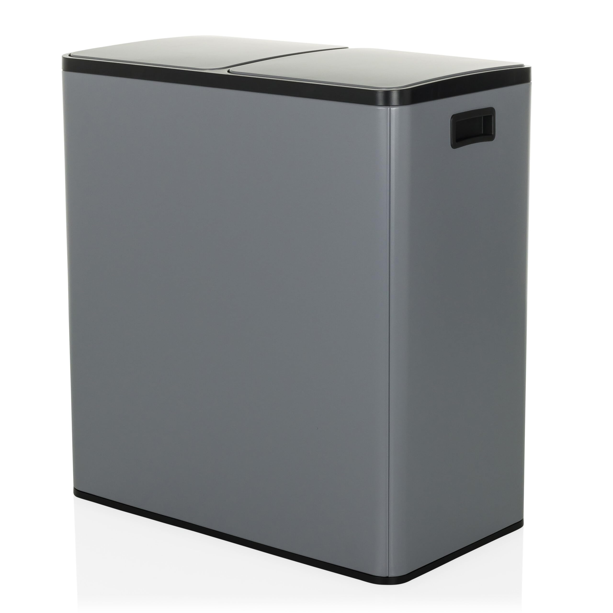 OFFICE Pattumiera 2 x 30 l, acciaio CLEAN XIII, sistema raccolta differenziata, chiusura morbida, pattumiera pedale 2 scomparti, grigio