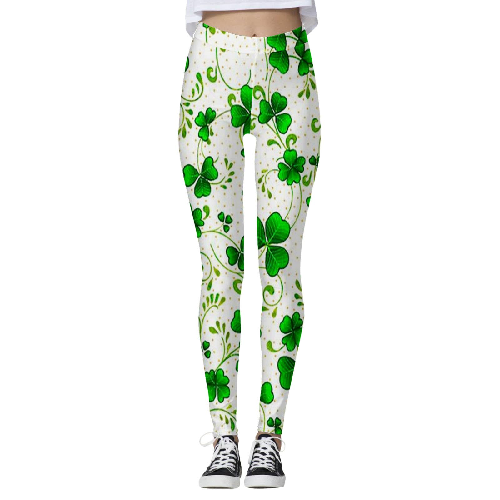 St.Patrick's Day Donna Irlandese Verde Trifoglio Skimpy Leggero Casual Foglie Trendy Sport Scrunch Butt Leggings Floreali Collant Yoga Pantaloni Running Collant Butt Lift Dimagrante