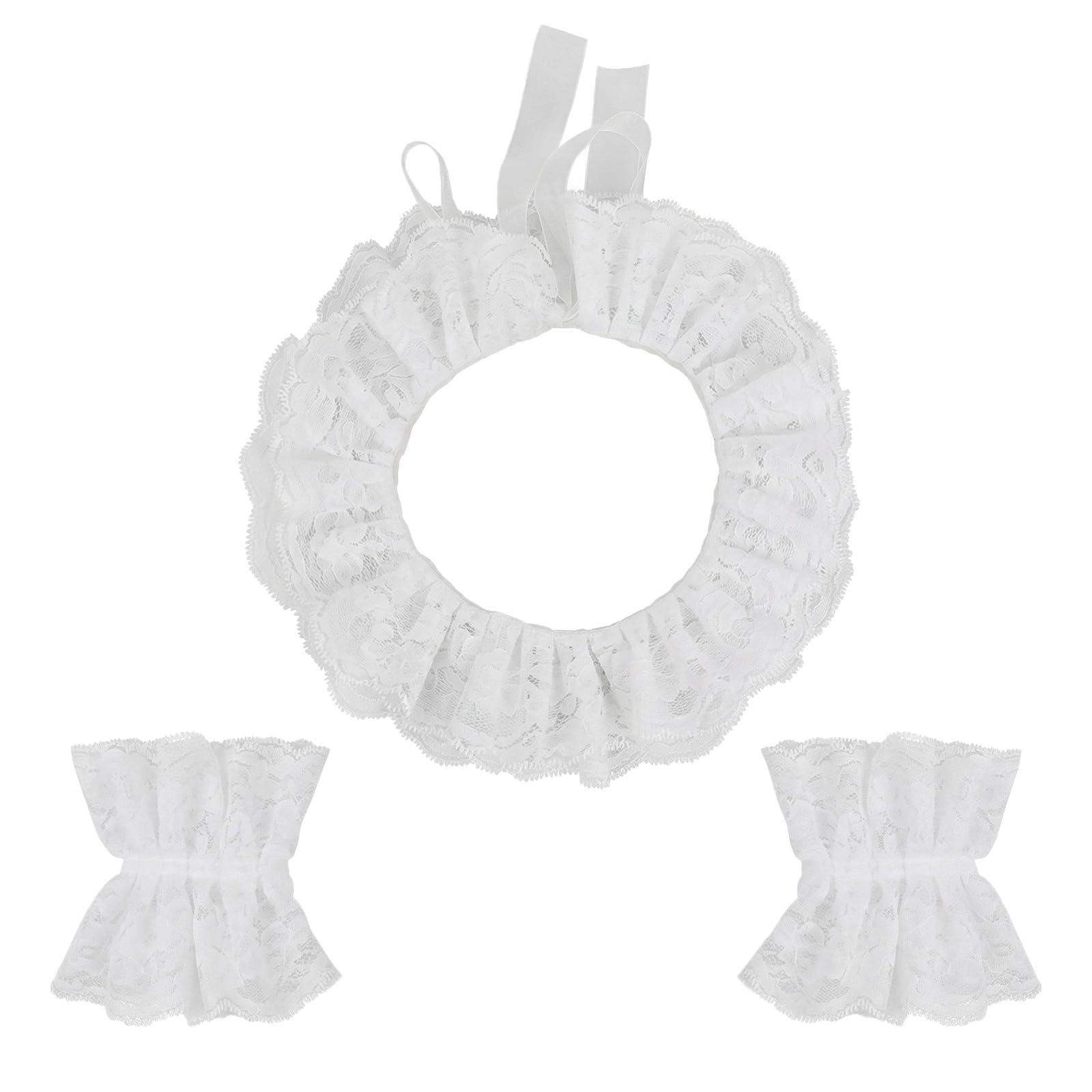 Gdrghe Vintage Ruffle Collar Cuffs Set Detachable Layered Clown Collar Renaissance Victorian Costume Accessories for Women Men
