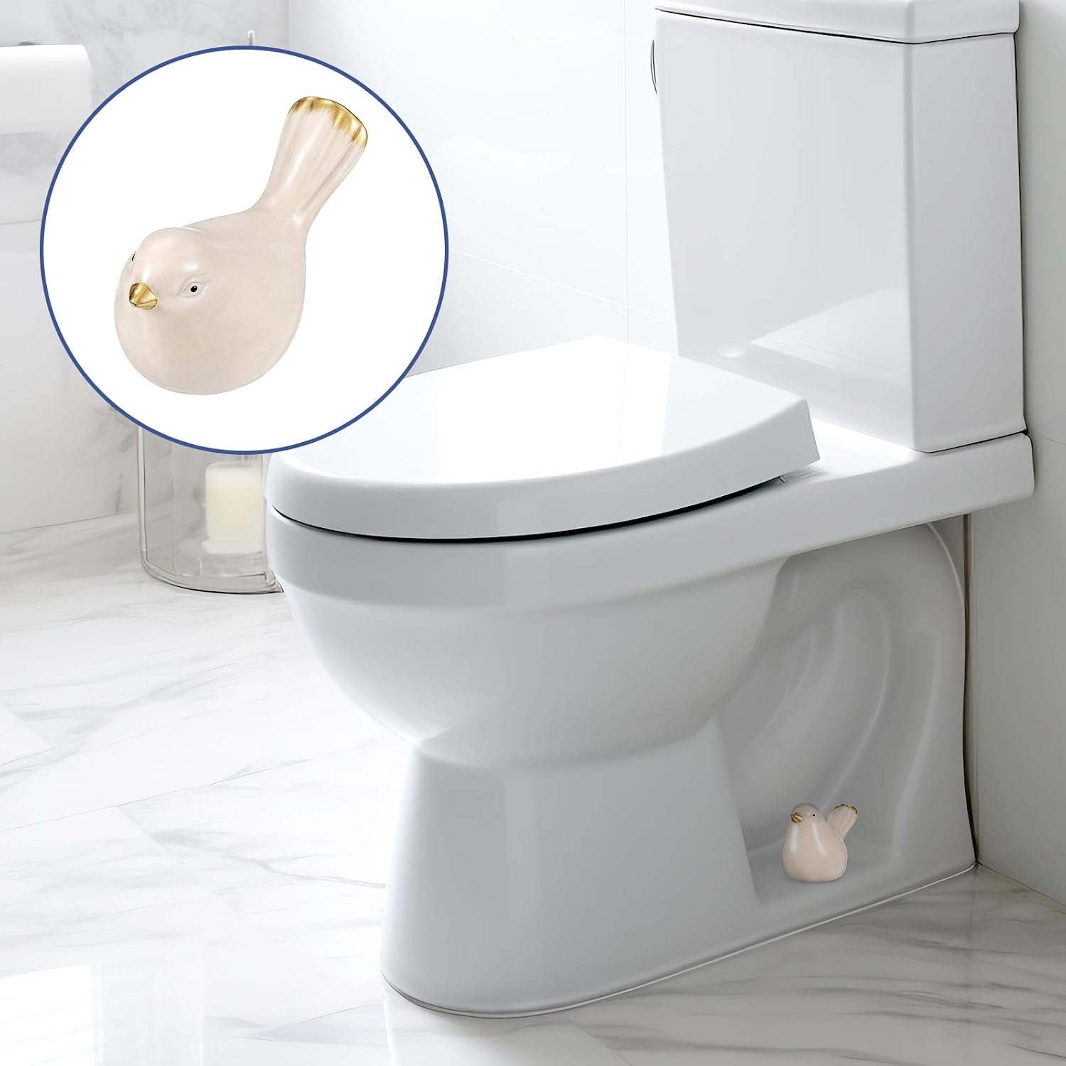2 Packs Birds Toilet Bolt Covers Decorative, Toilet Screw Covers Bowl Caps for Bolts,Ceramic Toilets Cap for Bottom Of Toilets,Bathroom Replacement Parts for Bathroom Decor image 2