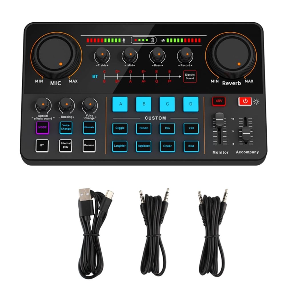 Nowa karta dźwiękowa H500 transmisja na żywo 12 elektronicznych dźwięków karta dźwiękowa audio soundcar zmieniacz głosu do telefonu komórkowego komputera
