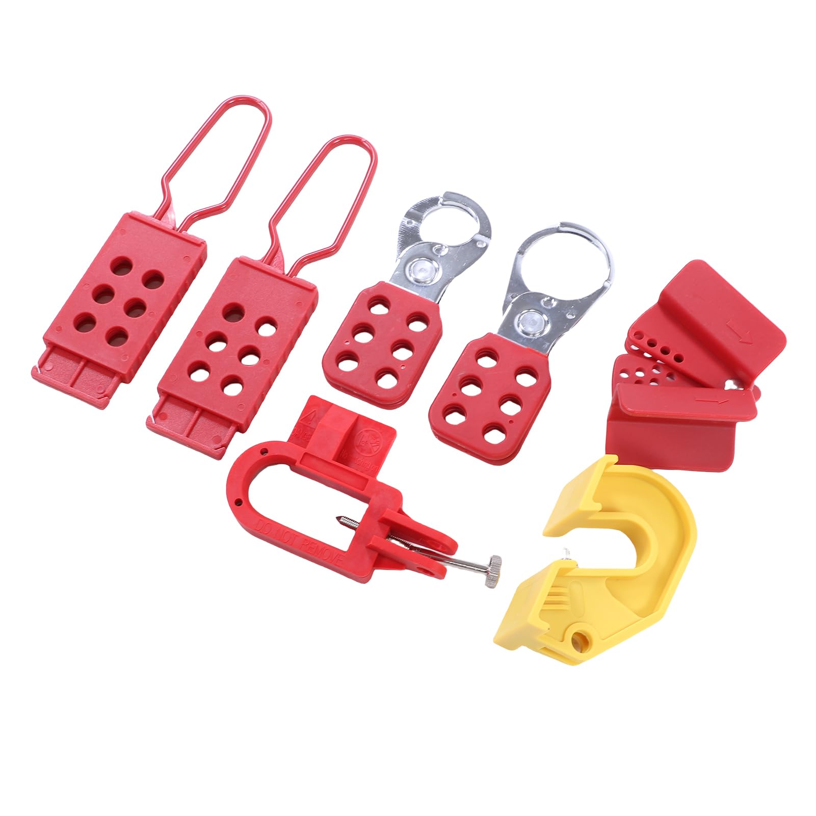 FILFEEL Kit de Etiquetado y Bloqueo Eléctrico – Juego de Bloqueo de Disyuntor Industrial con 12 Cerraduras, 20 y Bridas, Cerrojos con Orificios Múltiples, Cerraduras de Válvulas Enchufes – Kit LOTO