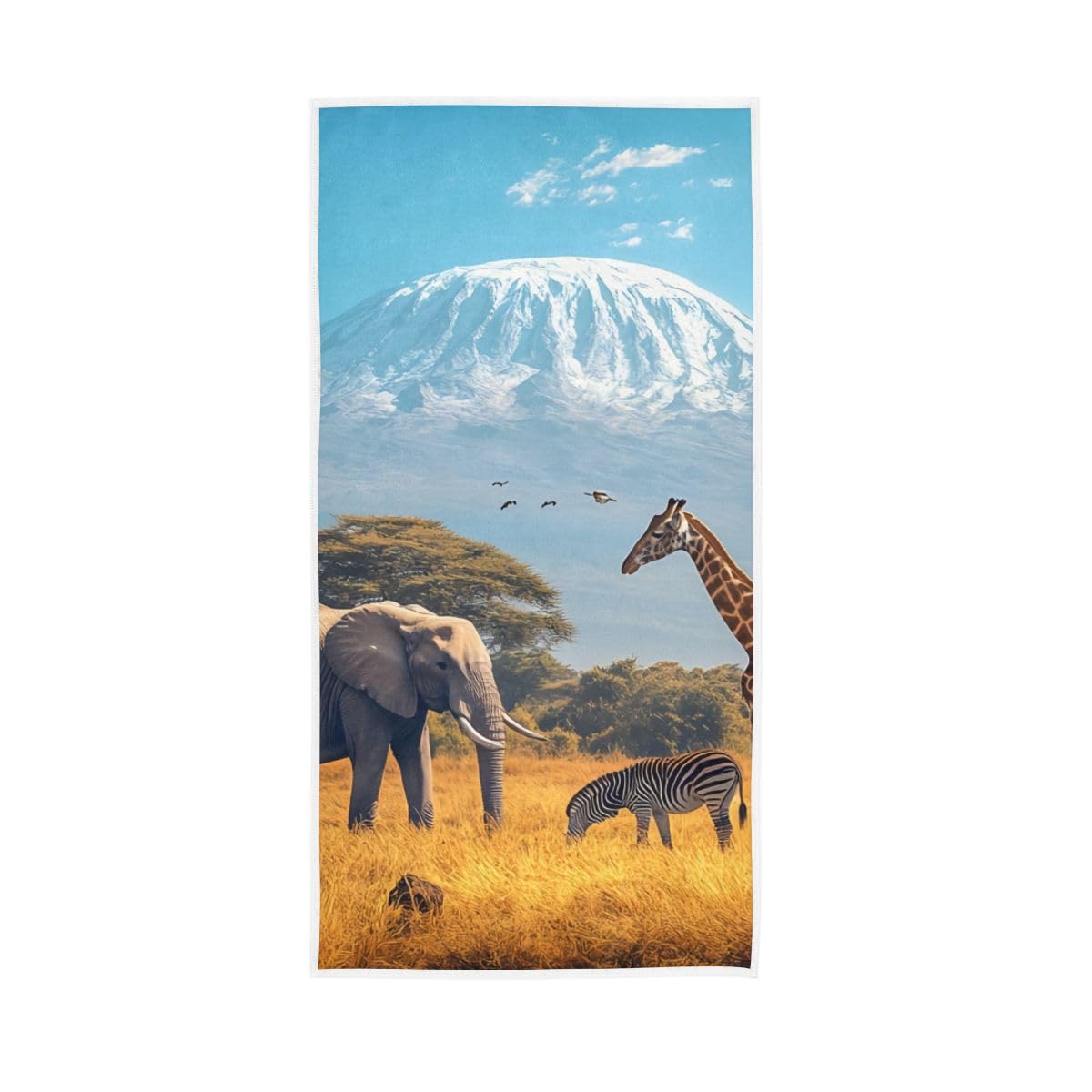 HUYGD Group of African Animals Hand Towel, 15 x 30 Inches, Soft Highly Absorbent Towels for Bathroom Gym Shower