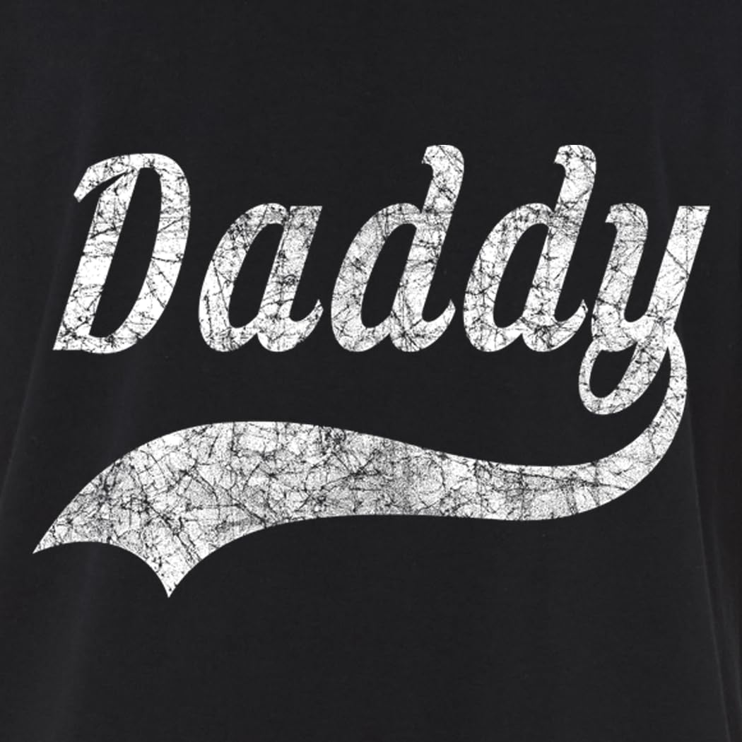 Daddy Distressed Classic Baseball Style T-Shirt Dad Shirts Large Black