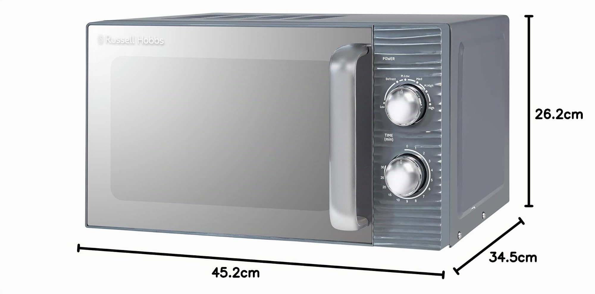 Forno a Microonde Manuale Solo Russell Hobbs RHM1731G Inspire da 17L e 700W, Grigio, con 5 Livelli di Potenza, Timer, Funzione Scongelamento, Facile da Pulire.