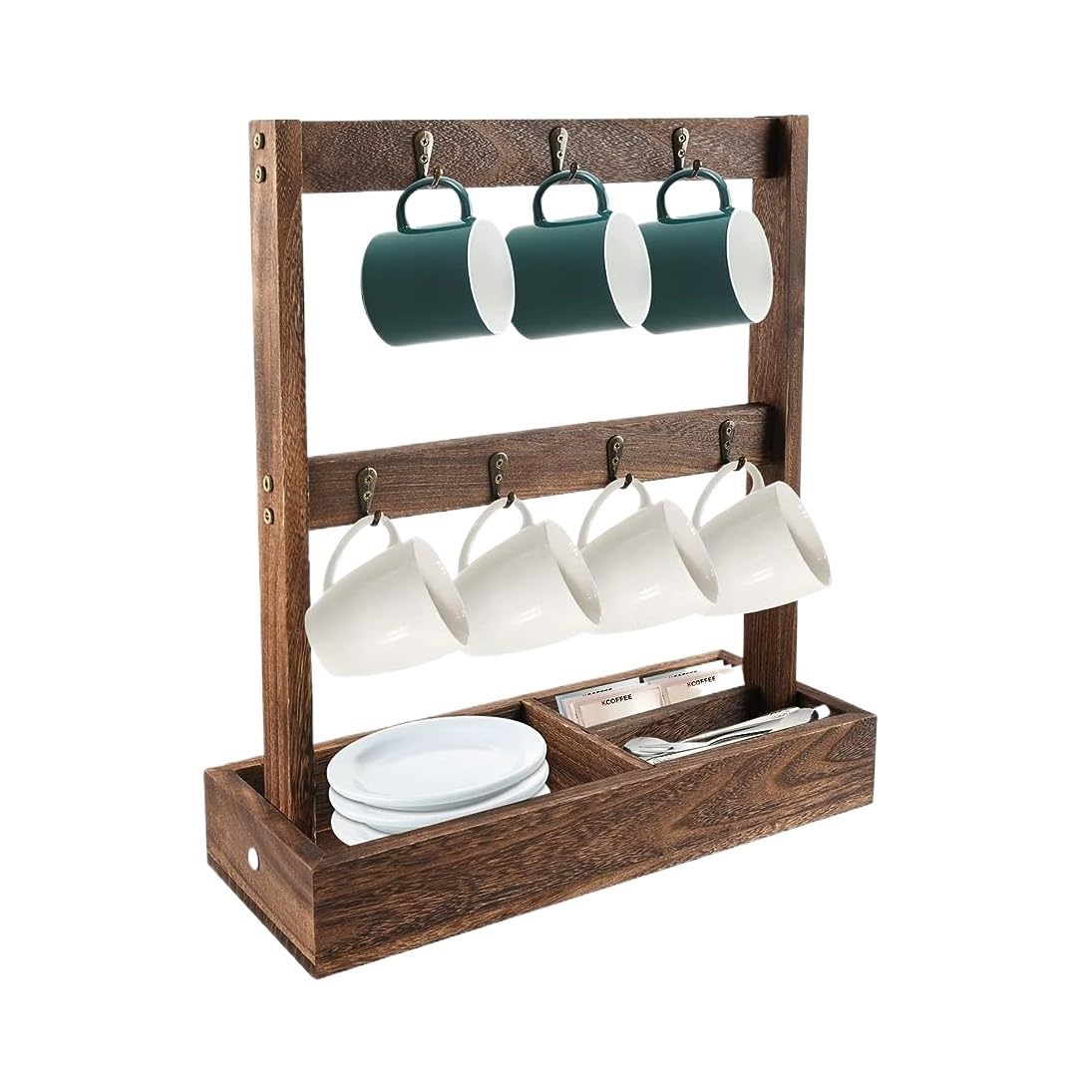 CVdrtyED Mug Shelf Organiser Simple Solid Wood Cup Storage Rack Desktop Kitchen Storage