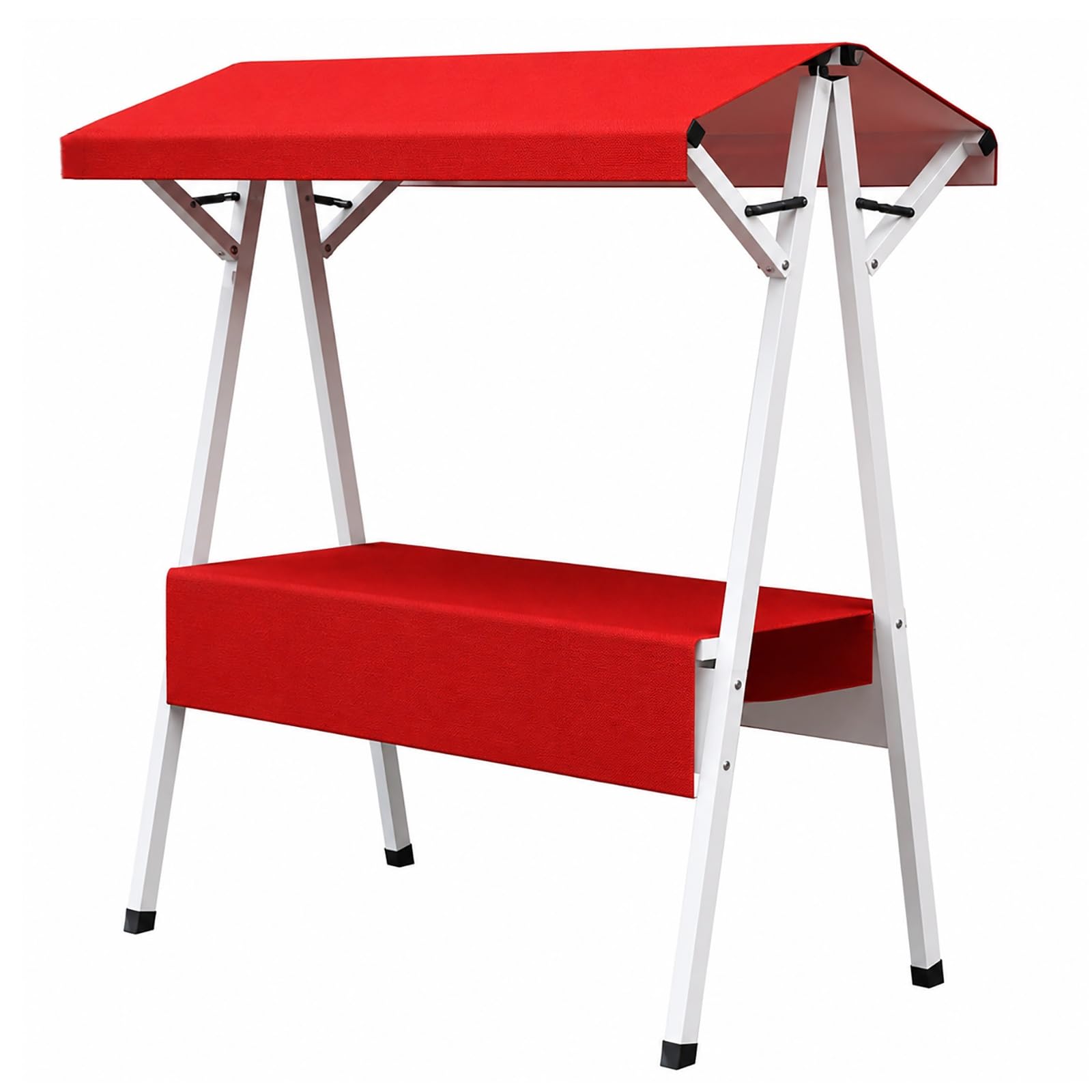Foldable Street Vendor Food Cart with Canopy, Metal Farmers Market Stand