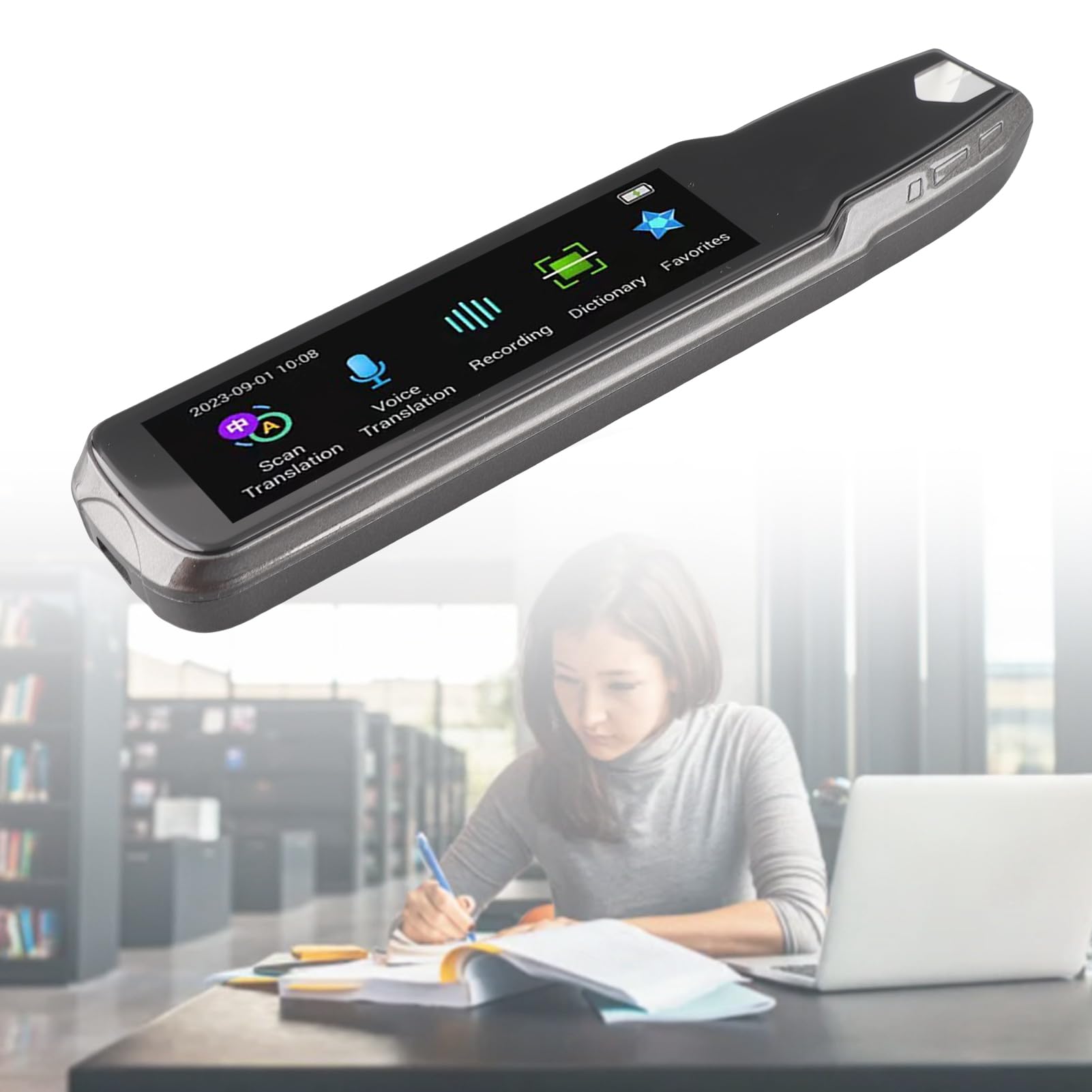 Focket Scansion Reader Pen, a Discorso, Schermo 3,69 Pollici, con Registrazione Vocale, per Studenti e Studenti di Lingue