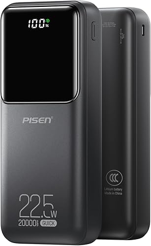 PISEN Banco de energía certificado CCC - 20000mAh 22.5W 3C Power Bank, paquete de batería de viaje, cargador portátil 3C, PD3.0 QC3.0 20000mAh