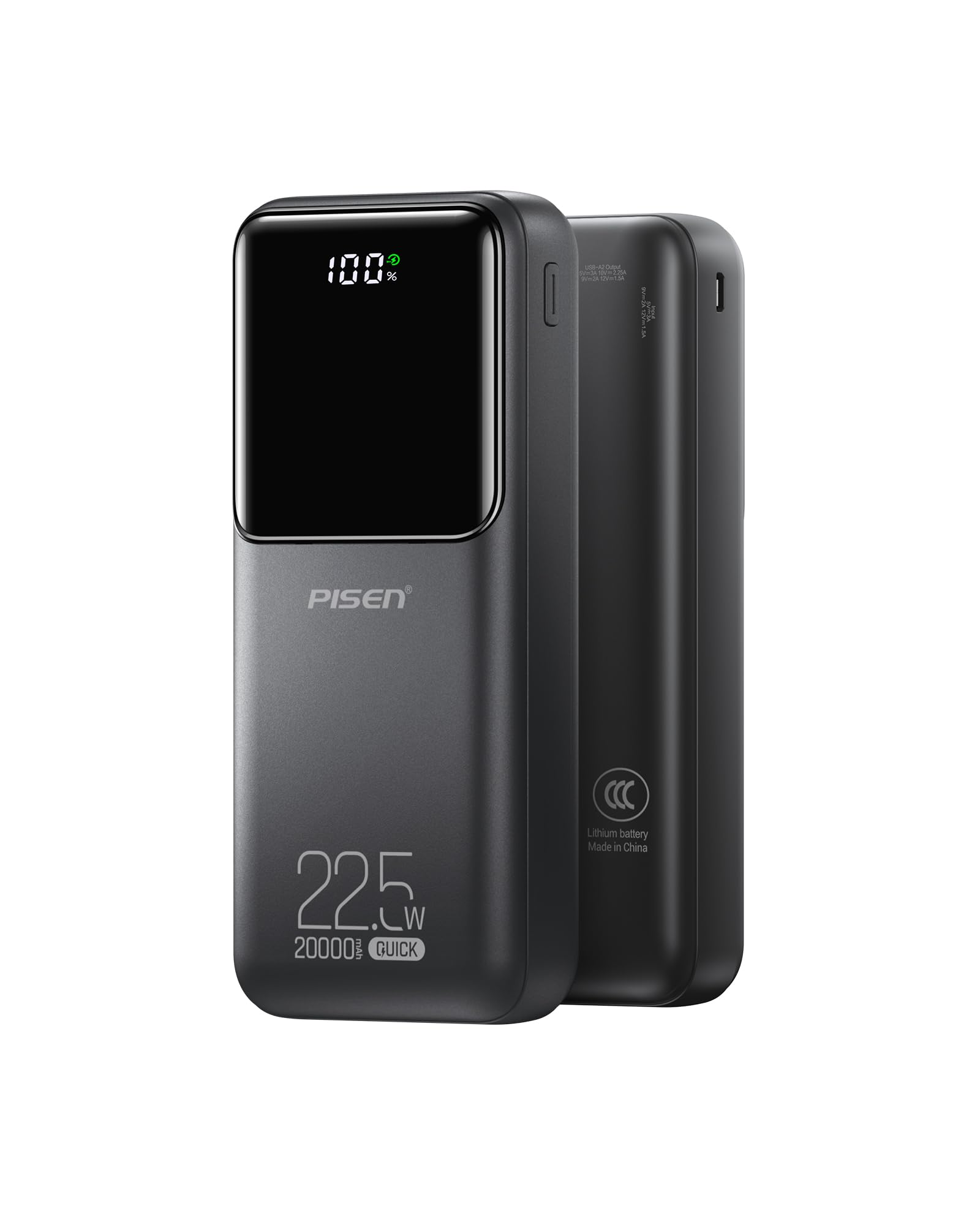PISEN CCC Certified Power Bank - 20000mAh 22 5W 3C Power Bank Travel Battery Pack Portable 3C Charger