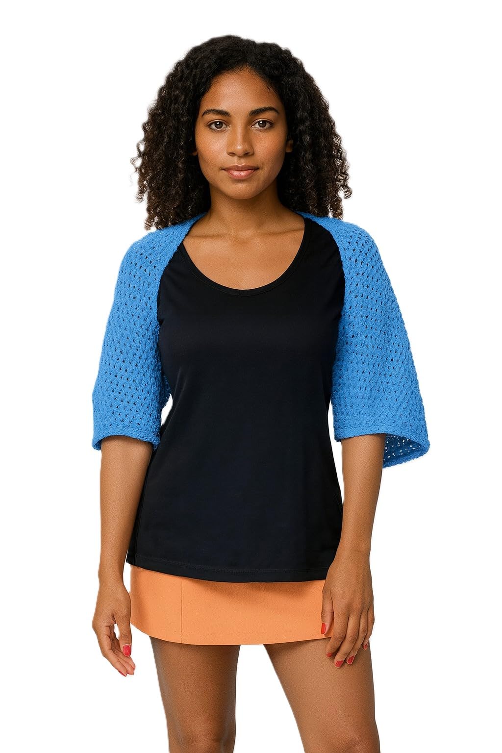 AngiesStrickZauber verkauft: Selbstgehäkelter handgehäkelt handgemachter Bolero/Blau aus Chenille Garn/Größe S