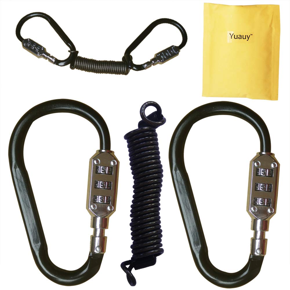 2 pcs Zine-Alloy Black Lock Carabiners Resettable 3 Dial Digit Combination Password Code Lock Padlock for Suitcase Luggage Travel Baggage Backpack + Spring Reminder Cable