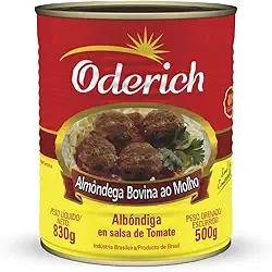 Almôndega Bovina Ao Molho Oderich 830G, Almôndegas De Carne Bovina Ao Molho De Tomate, Vermelho, Saborosa E Encorpada, Textura Macia E Sabor Caseiro, Pronta Para Consumo Em Refeições E Massas, Tradiç