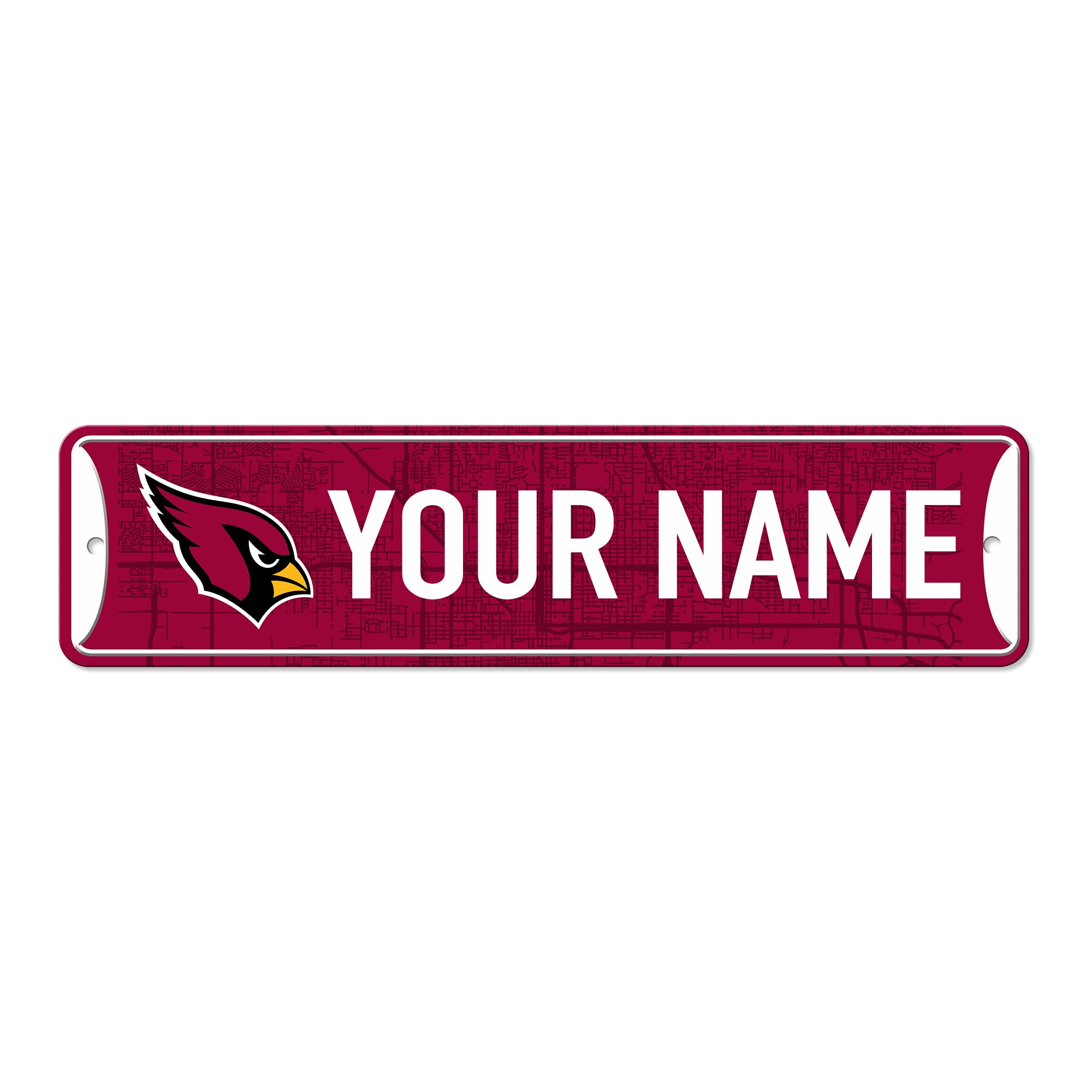 Rico Industries NFL Football Arizona Cardinals Primary Personalized Metal Street Sign 4" x 15" Home Décor - Bedroom - Office - Man Cave