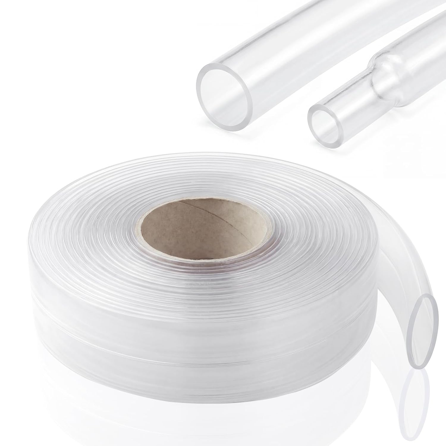 50ft 1 Inch Heat Shrink Tubing Roll 2: 1 Ratio Clear Heat Shrink Tube Polyolefin Sleeving Wrap Cable Sleeve Waterproof Oilproof Wear Resistant for Electrical Industrial Wire Insulation