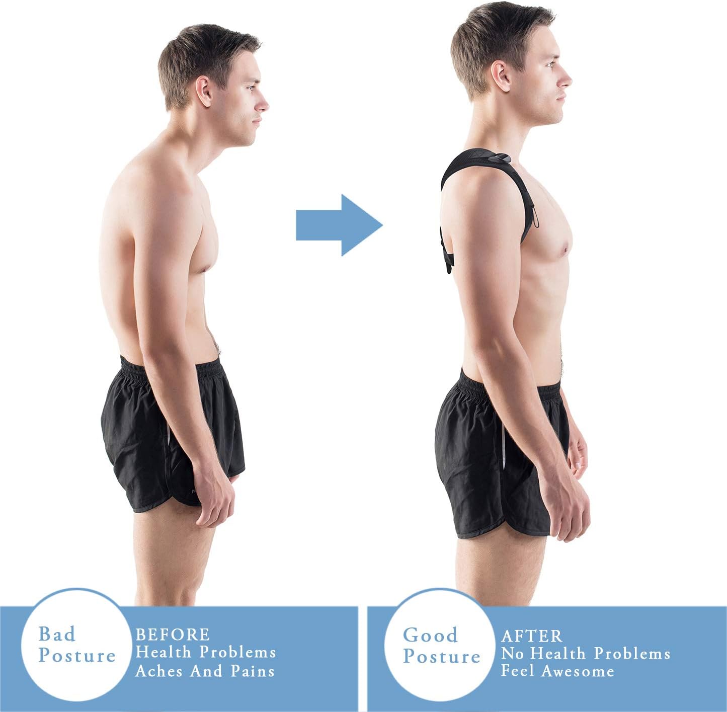 Top Rated Supportier Posture Corrector for Women and Men | Shoulder & Neck Pain Relief Care | Slouch Corrective Therapy with Armpit Pad for Comfort | Lumbar Brace for Lower & Upper Back Support | Bonus Bag