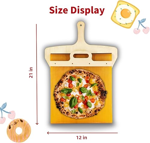 Miniatura 6 de G00DH0ME Pala Pizza Peel - Pala Pizza Scorrevole, nueva cuchara de pizza con asa, plato de pizza para entrega perfecta de pizza, cuchara de pizza
