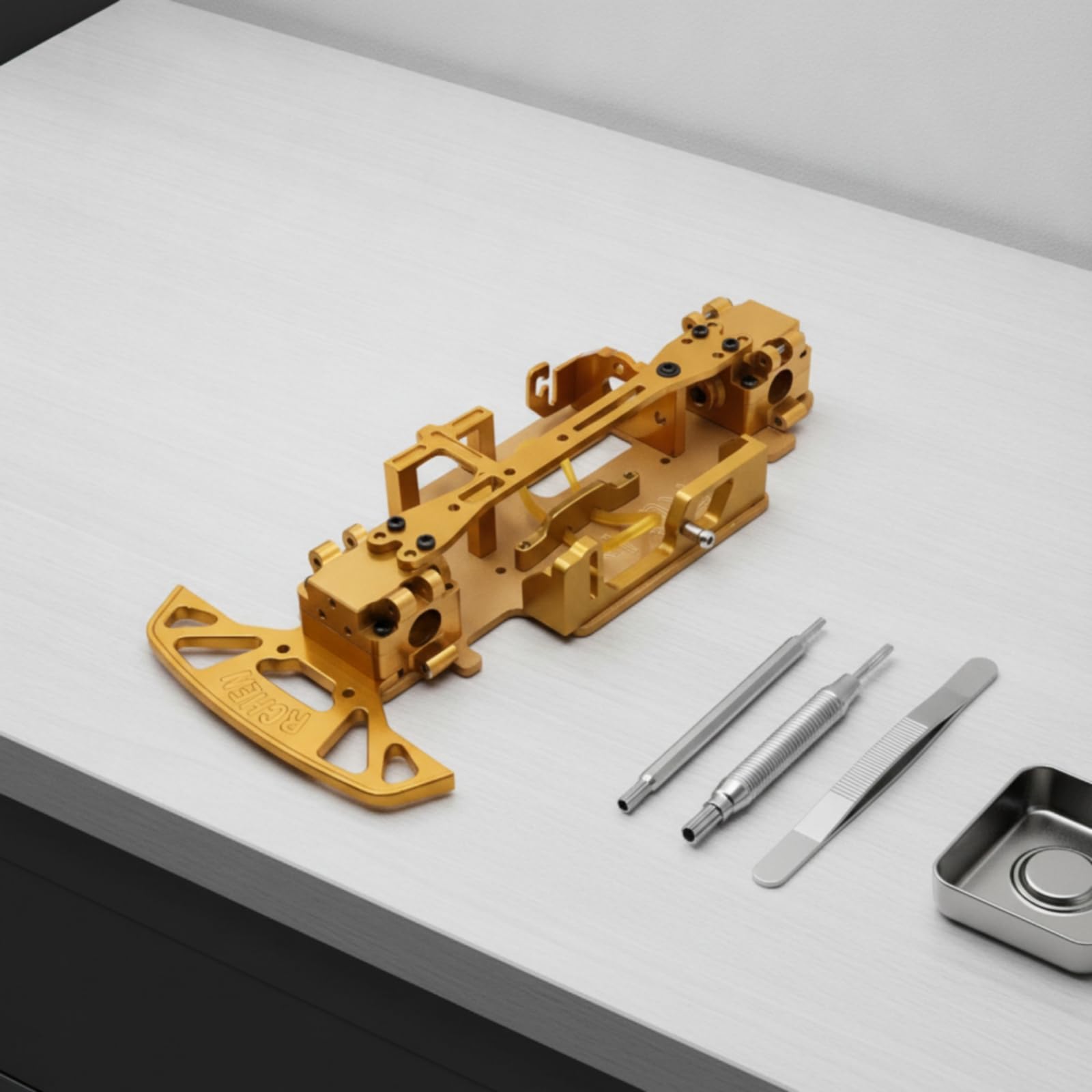 Chasis de Engranajes para Coche RC Bastidor Soporte Estructura Metálica con Múltiples Orificios y Compatibilidad de Ensamblaje Adecuada para, Oro