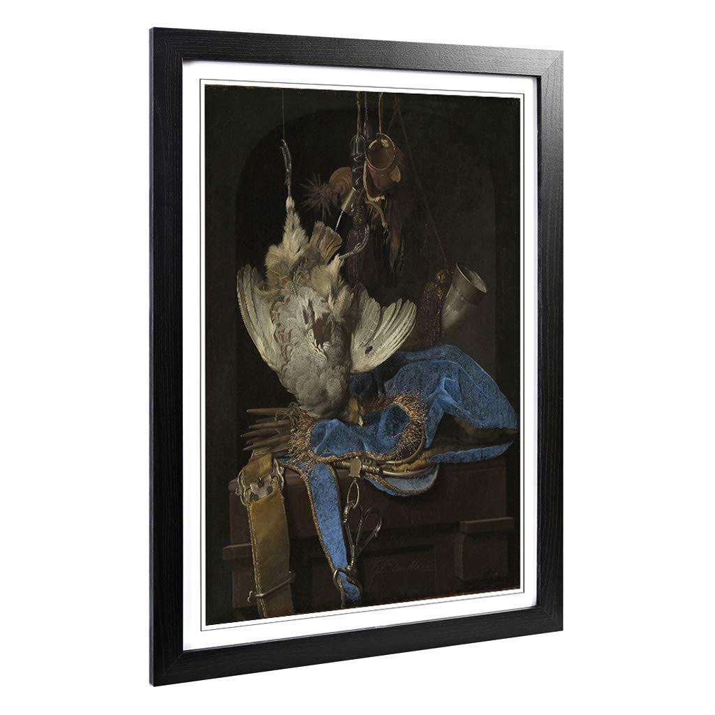 Big Box Art Framed Print of Willem Van Aelst Still Life Hunting Design | Wall Art Picture | Home Decor for Kitchen, Living Room, Bedroom, Hallway, Black, A2 / 24.5x18 Inch / 62x45cm