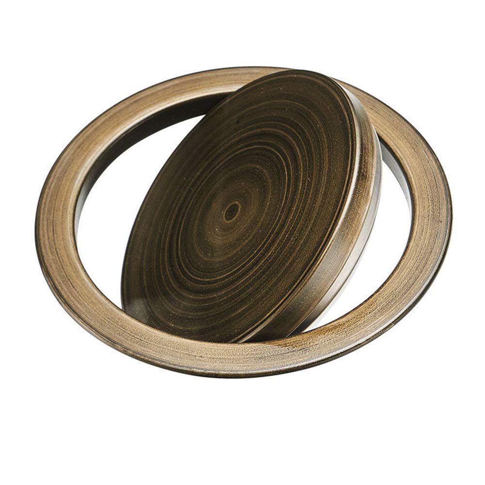 stainless steel bin lid, Trash Bin Built-In Balance Flap Cover Lid, Countertop Stainless Steel Grommet Recessed Can Lid，Brown(Bronze)