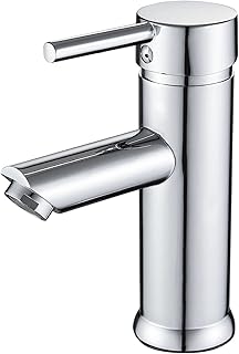 Solepearl Basin Tap Mixer Bathroom Solid Brass Hot and Cold Basin Mixer Tap Sink Bathroom, Modern Single Lever Bathroom Sink Tap with UK Standard Hoses Taps for Bathroom Basin, Chrome