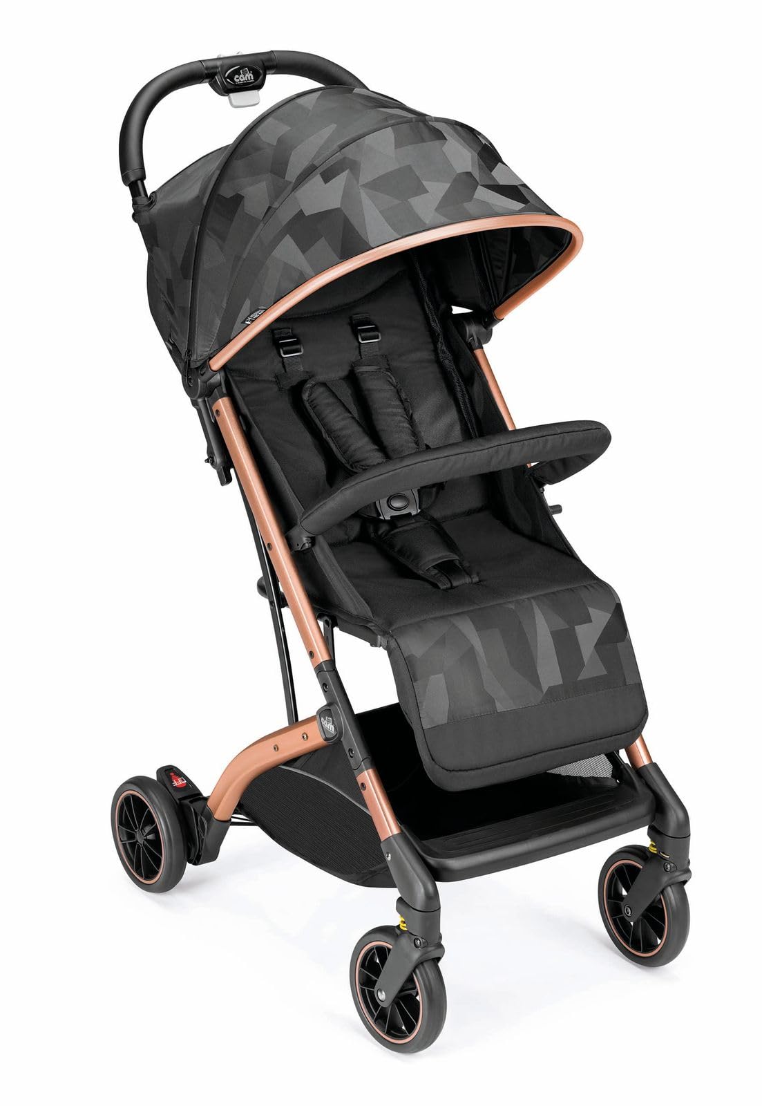 CAM Il Mondo del Bambino - art.832/T194 - Passeggino ultraleggero ed ultracompatto Compass 2.0 - ideale da 0 a 4 anni - chiuso si trasporta come un trolley - JACQUARD NERO