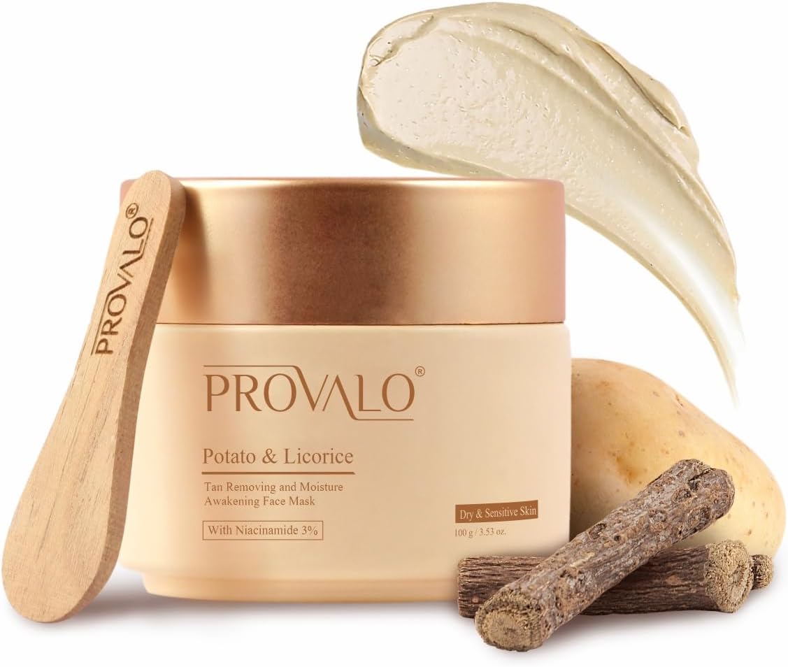 Provalo Potato & Licorice Face Pack Mask - 100 ml | For Glowing Skin, Tan Removing and Moisturizing | For Men & Women | For Dry & Sensitive Skin