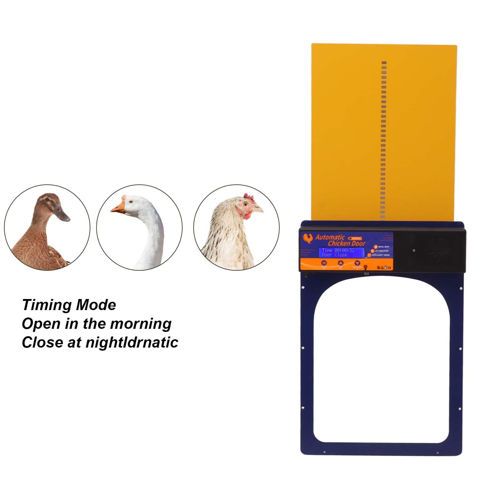 Apriporta Automatico per pollaio, Porta Solare per polli con Timer, sensore di Luce, Porta Automatica per allevamenti di polli e Anatre, Porta Automatica per pollaio IP45 (Blu Gioiello)
