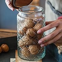 Vista 4 de ANSQU Tarro de almacenamiento de vidrio vintage, recipientes de almacenamiento de alimentos de vidrio de 34 onzas líquidas con tapa de bambú, tarro
