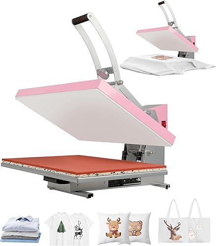 Máquina de prensa de calor de 24 x 16 pulgadas para camisetas con pantalla LCD inteligente y pista deslizante extraíble, impresora digital de