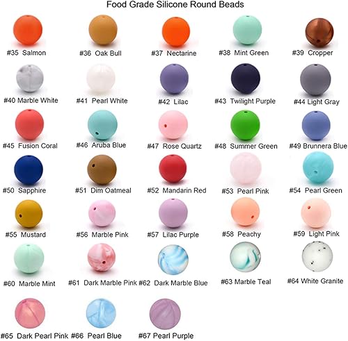 Miniatura 2 de Cuentas de perlas de silicona focales para bolígrafo, 100 cuentas redondas de silicona sueltas de 0.59 pulgadas a granel para llavero, mamá mujer,