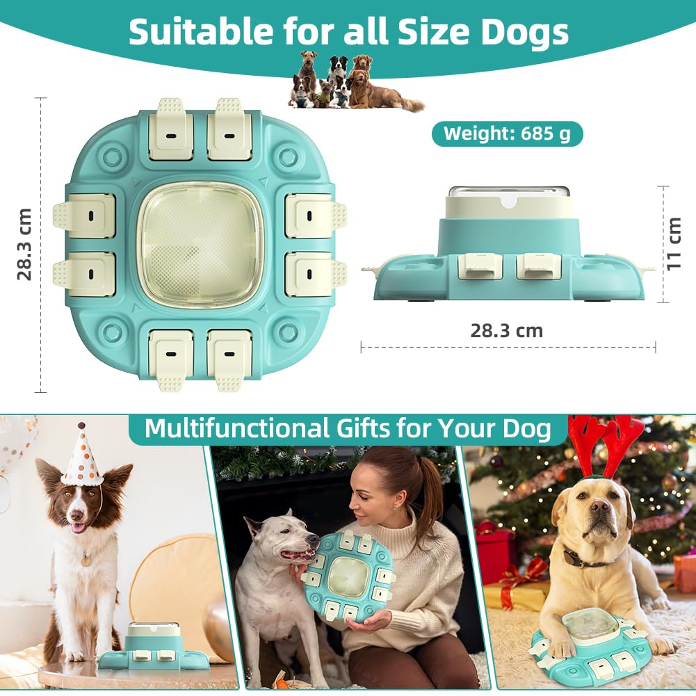 Jouet puzzle interactif pour chien, alimentation lente, fonction de distribution de friandises, idéal pour l'entraînement et le divertissement du QI, convient à toutes les races de chiens